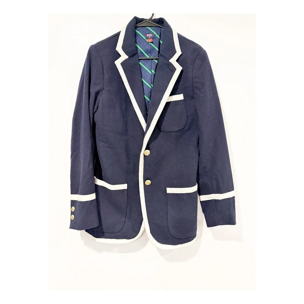 Rowing Blazers x Target Navy Blue Knit Blazer White Piping Gold Buttons Small